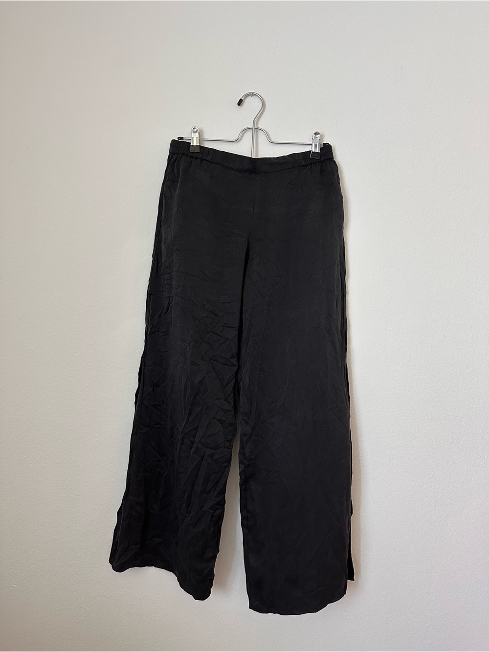 lunya Silk Black Wide-Leg Elastic-Waist Pants